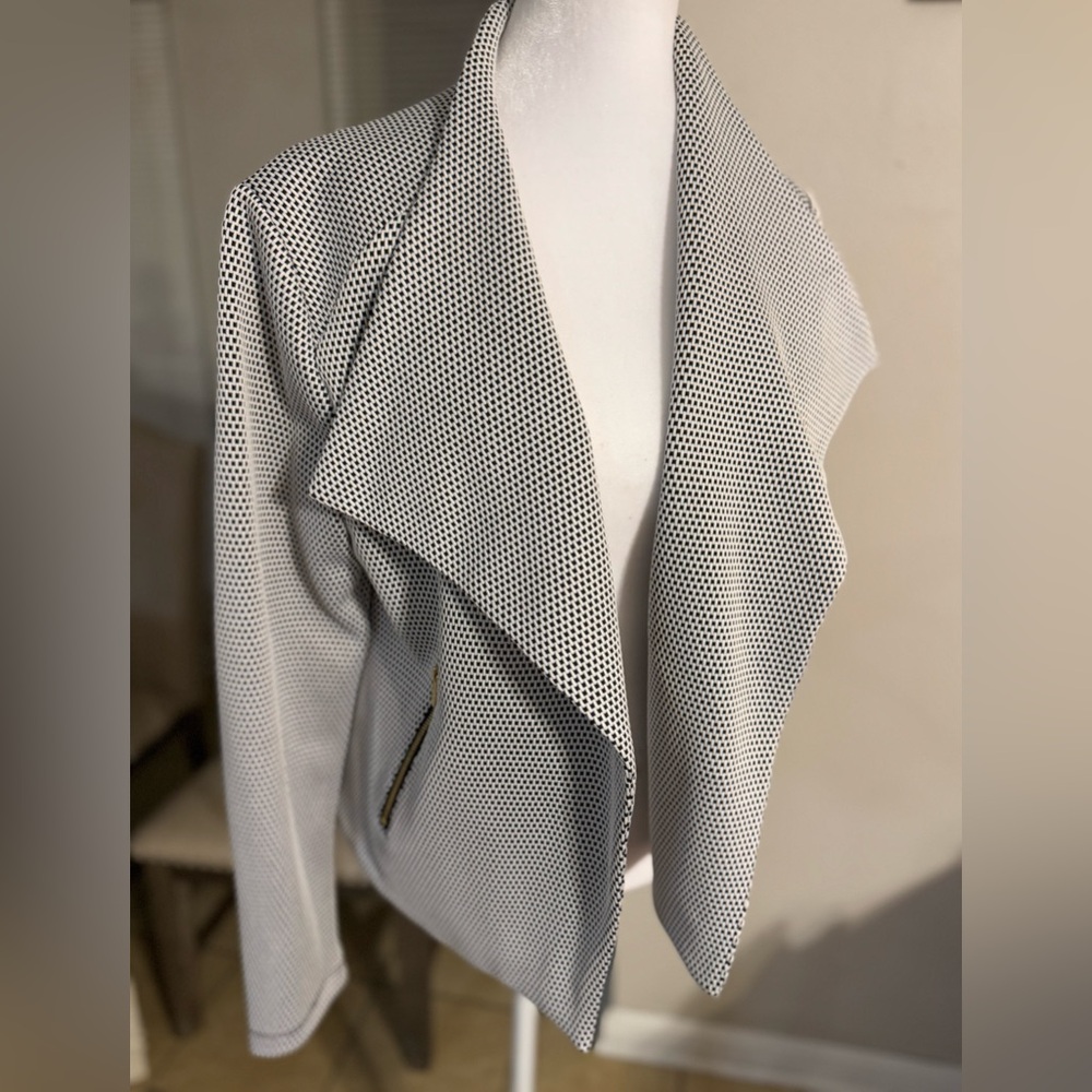 New Calvin Klein black white cropped moto style jacket